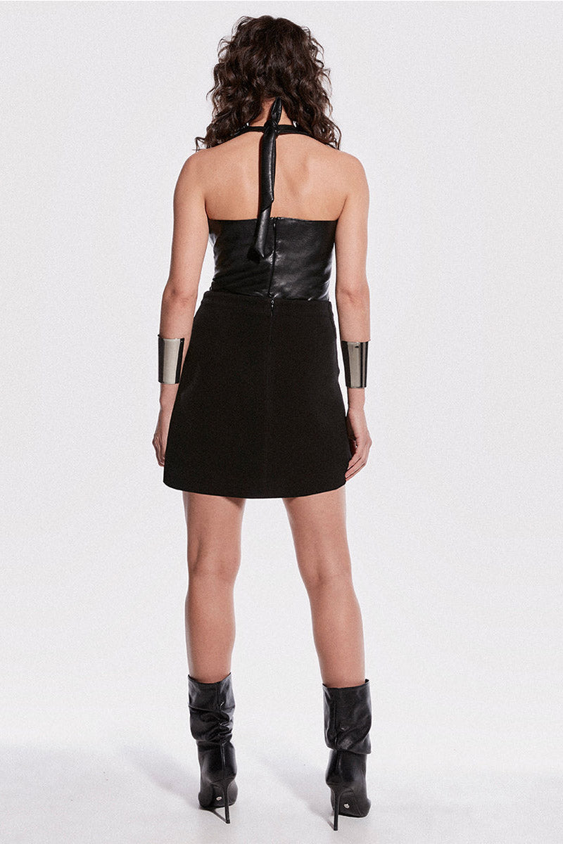 CASSIDY RECYCLED LEATHER HALTER TOP