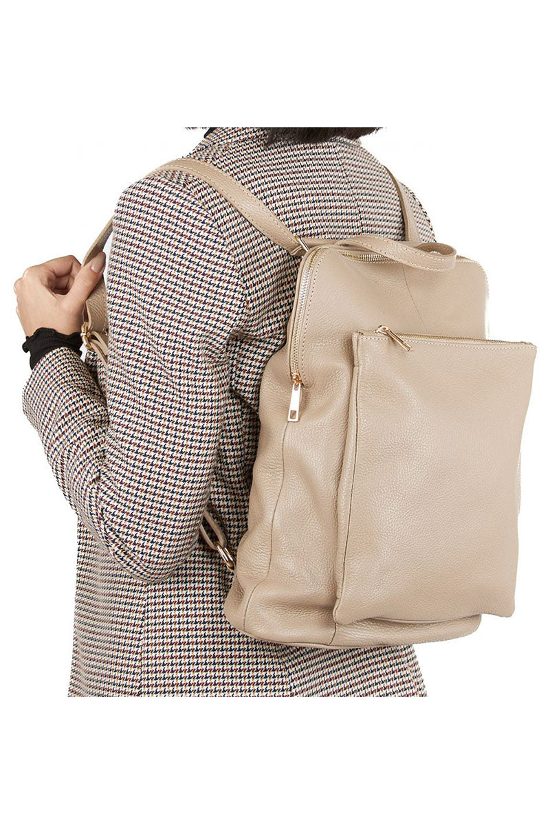 CONVERTIBLE LEATHER BACKPACK