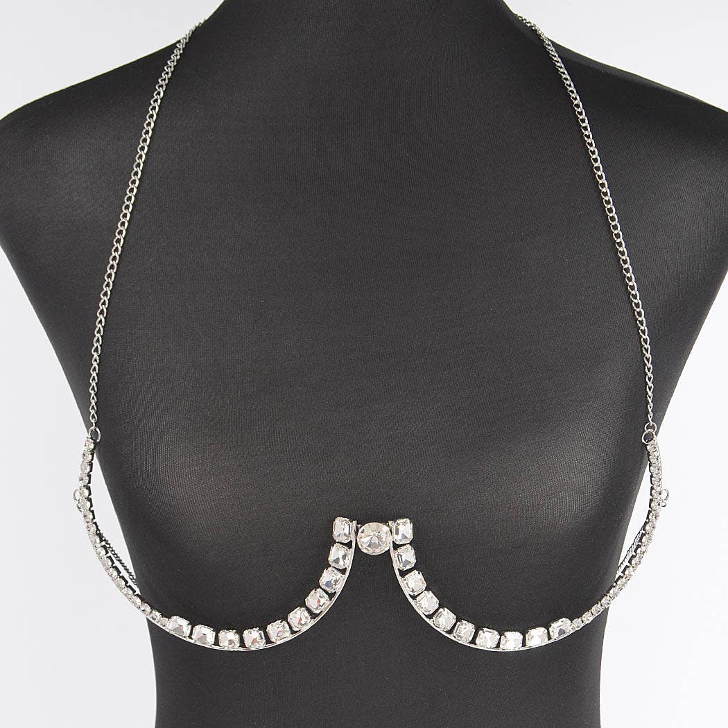 Rhinestone Bra Chain: Gold