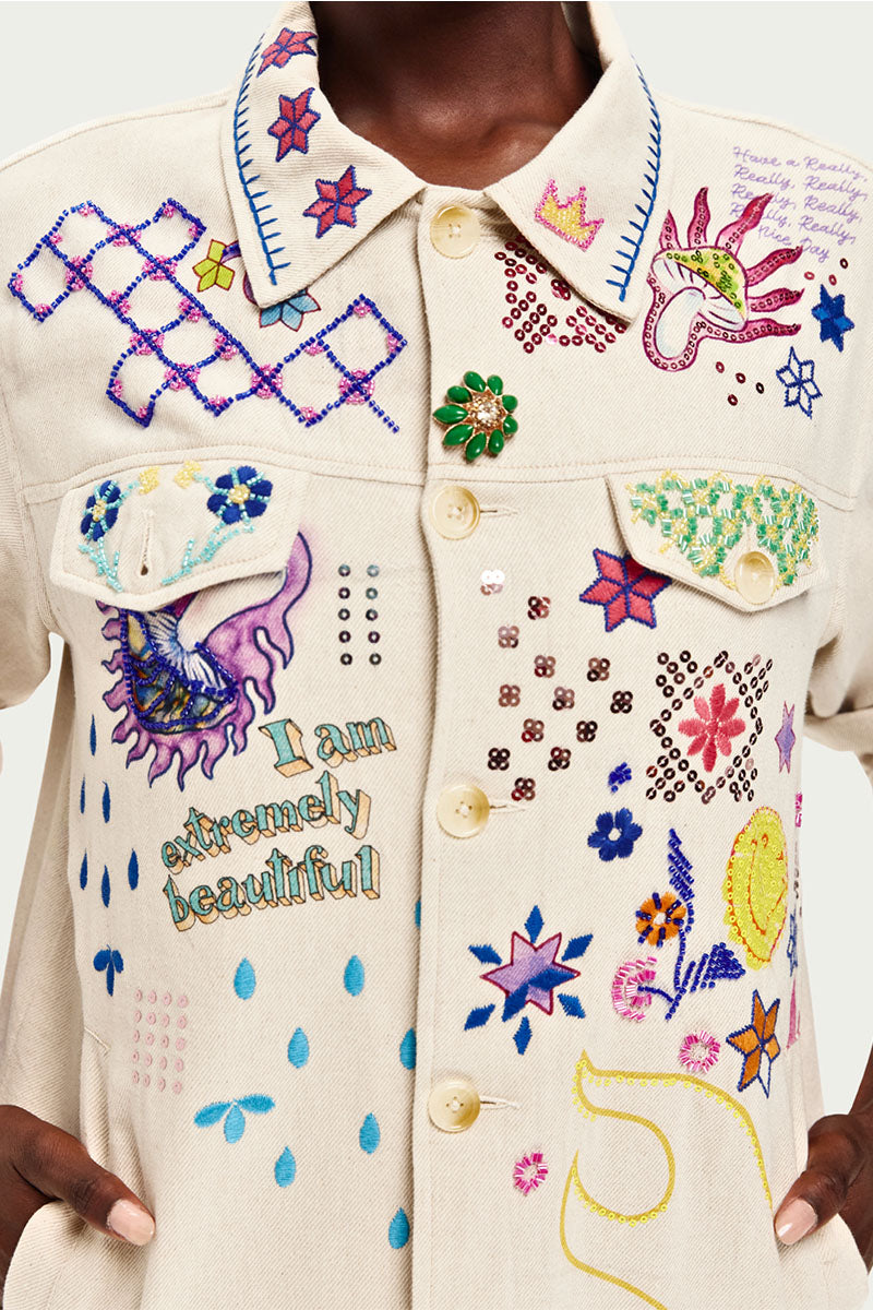 BRIANN EMBROIDERED DENIM JACKET