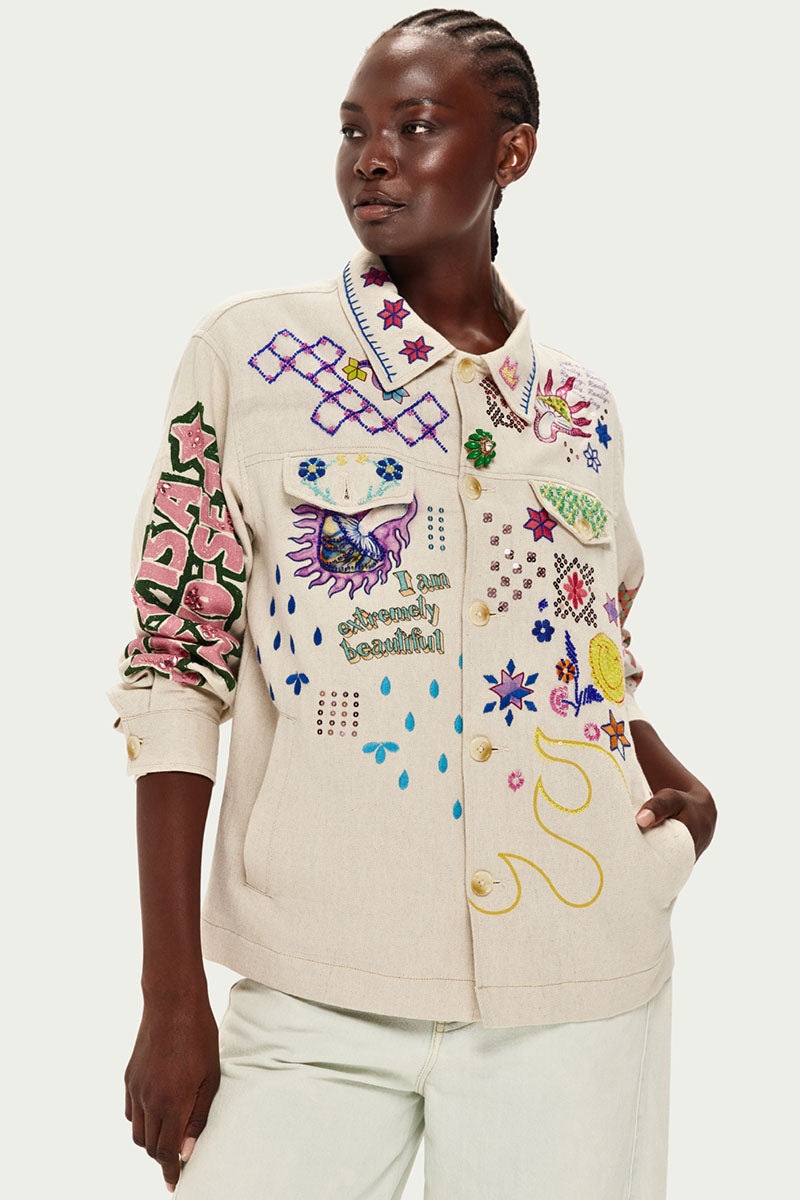 BRIANN EMBROIDERED DENIM JACKET