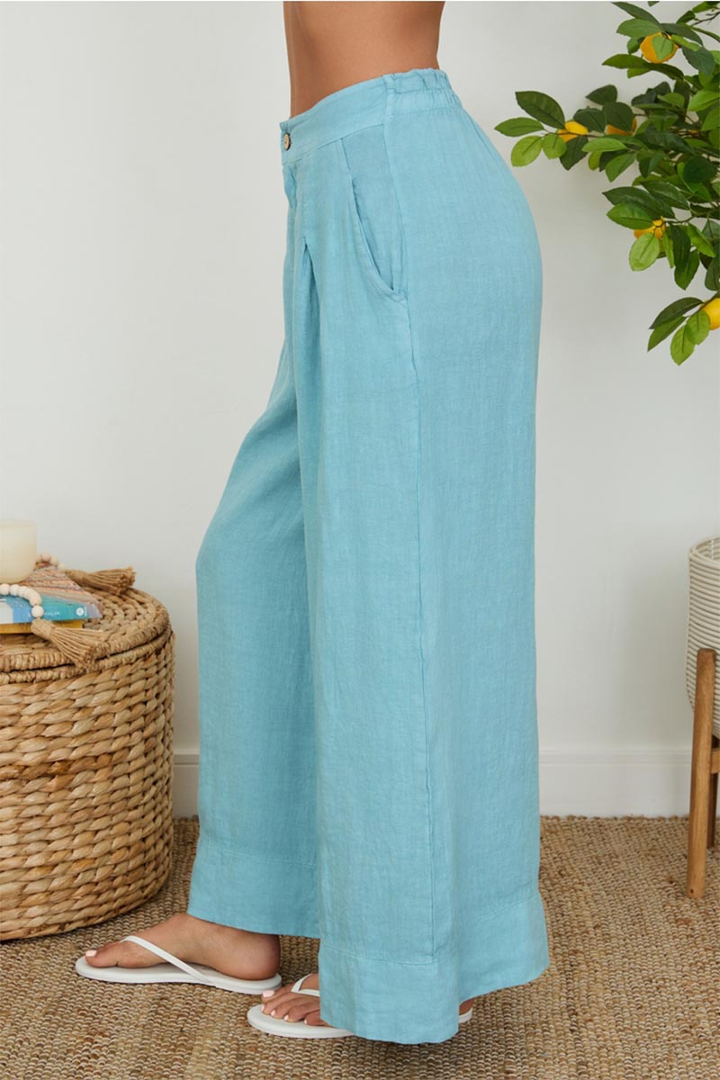 LINEN PLEATED BUTTON PANT