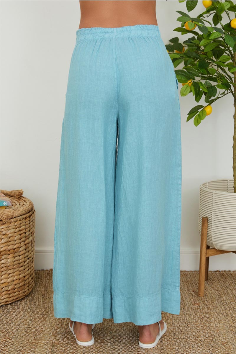 LINEN PLEATED BUTTON PANT