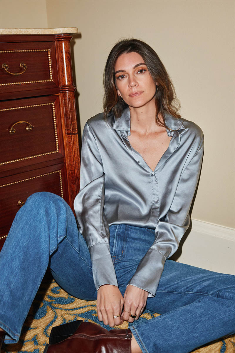 DARIA FRENCH CUFF SILK BLOUSE