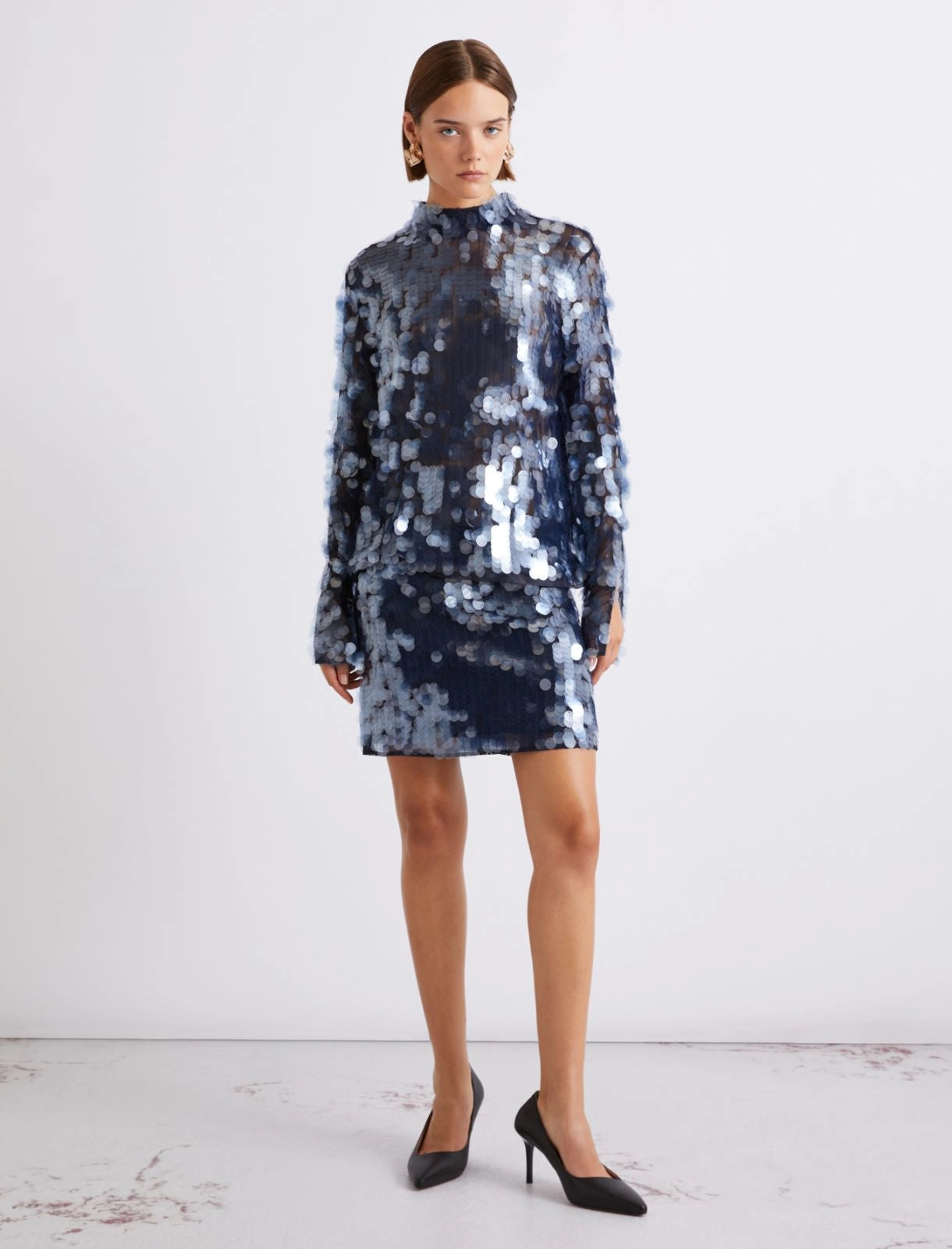 PAILETTE LONG SLEEVE TOP