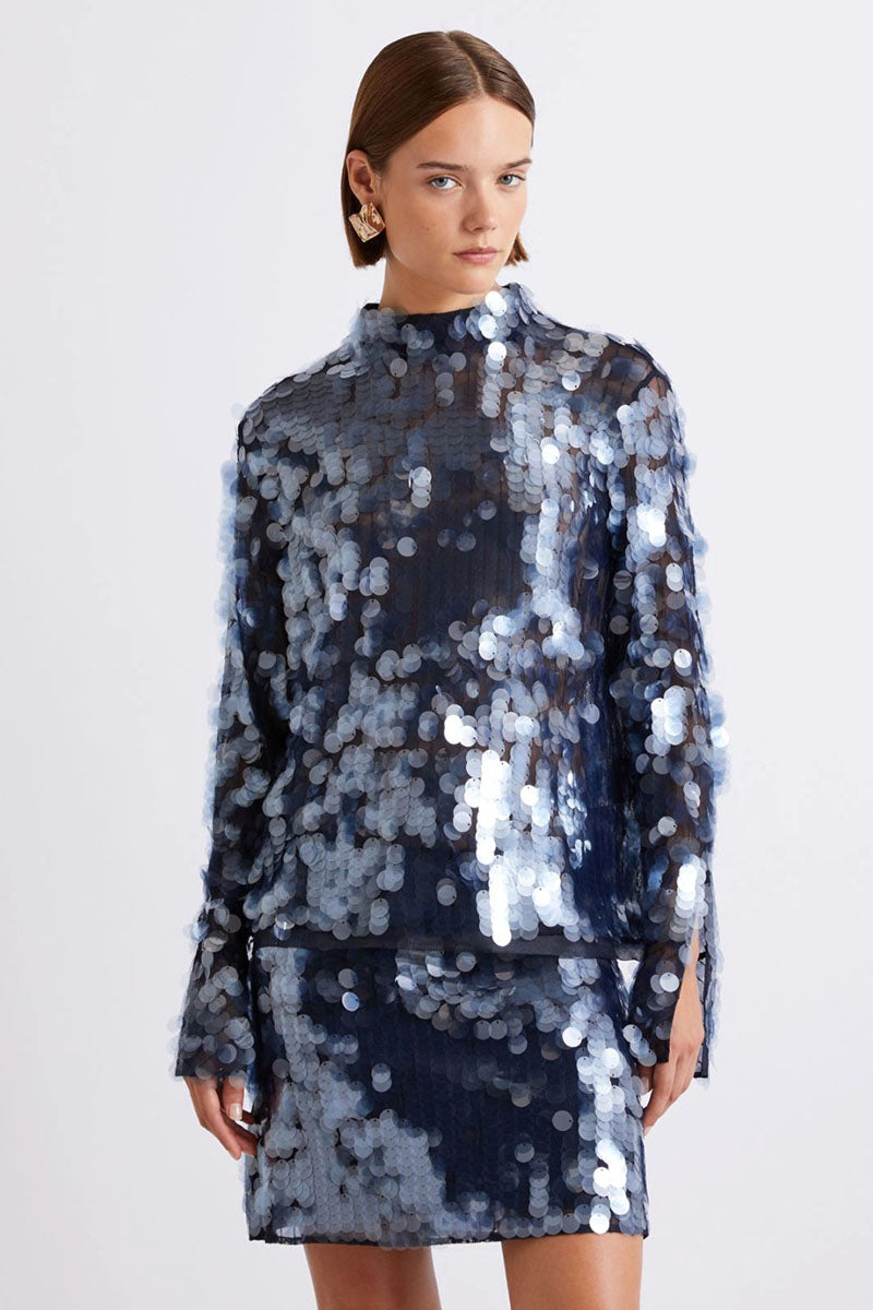 PAILETTE LONG SLEEVE TOP
