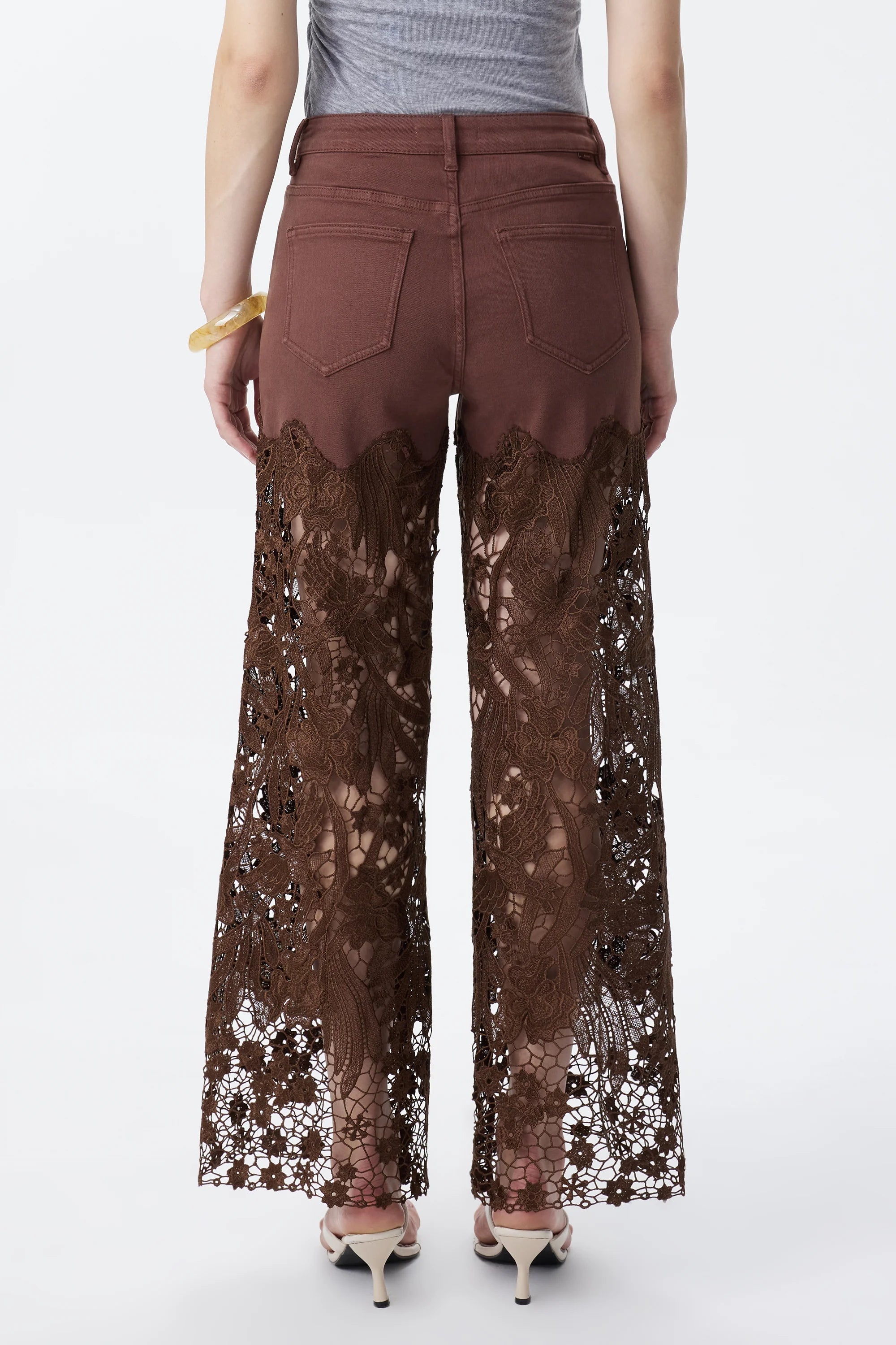 HIGH RISE LACE WIDE LEG PANTS