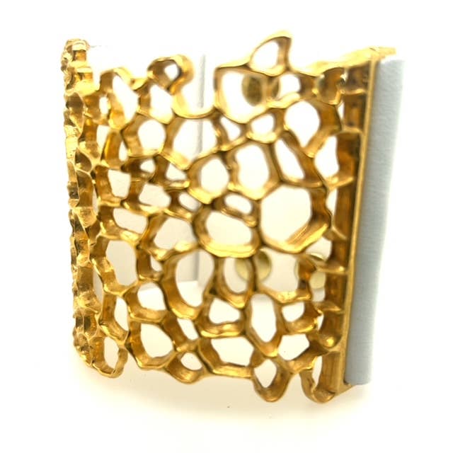 Honeycomb Bracelet in Gold Finish: White