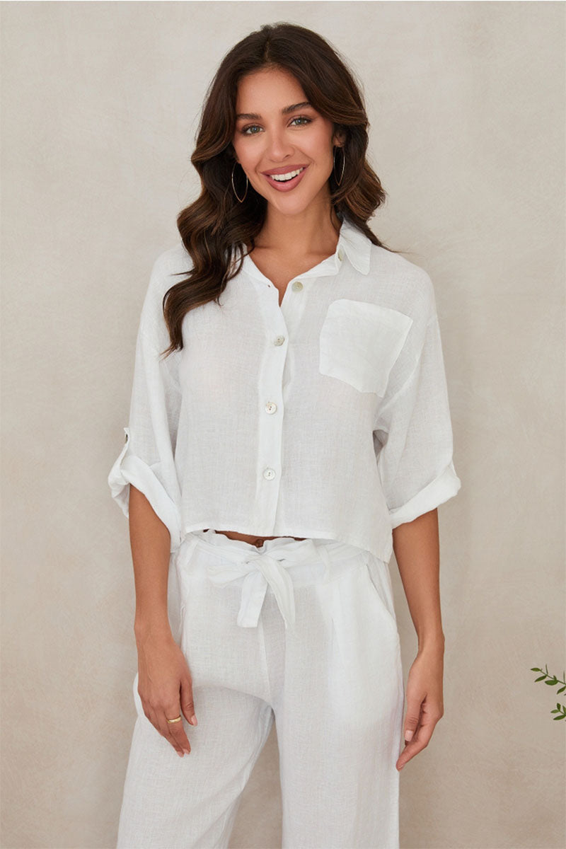 LINEN BUTTON UP TOP