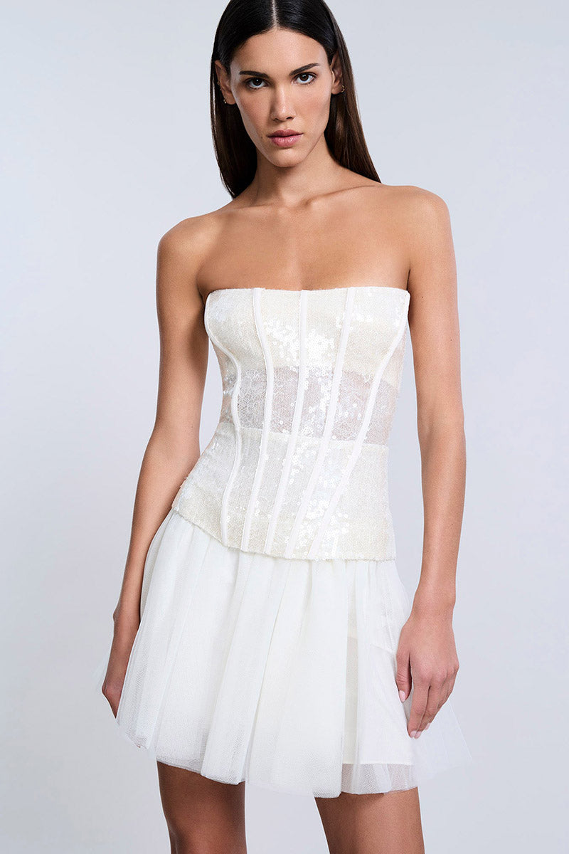 Sequin Lace Peplum Tulle Dress Jasmine / 4 Sequin Lace Peplum Tulle Dress Jasmine / 4