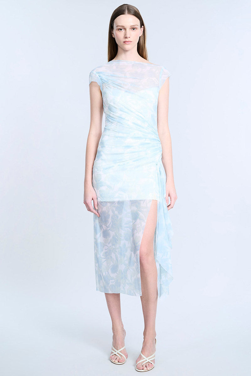 MESH SEQUIN MIDI DRESS