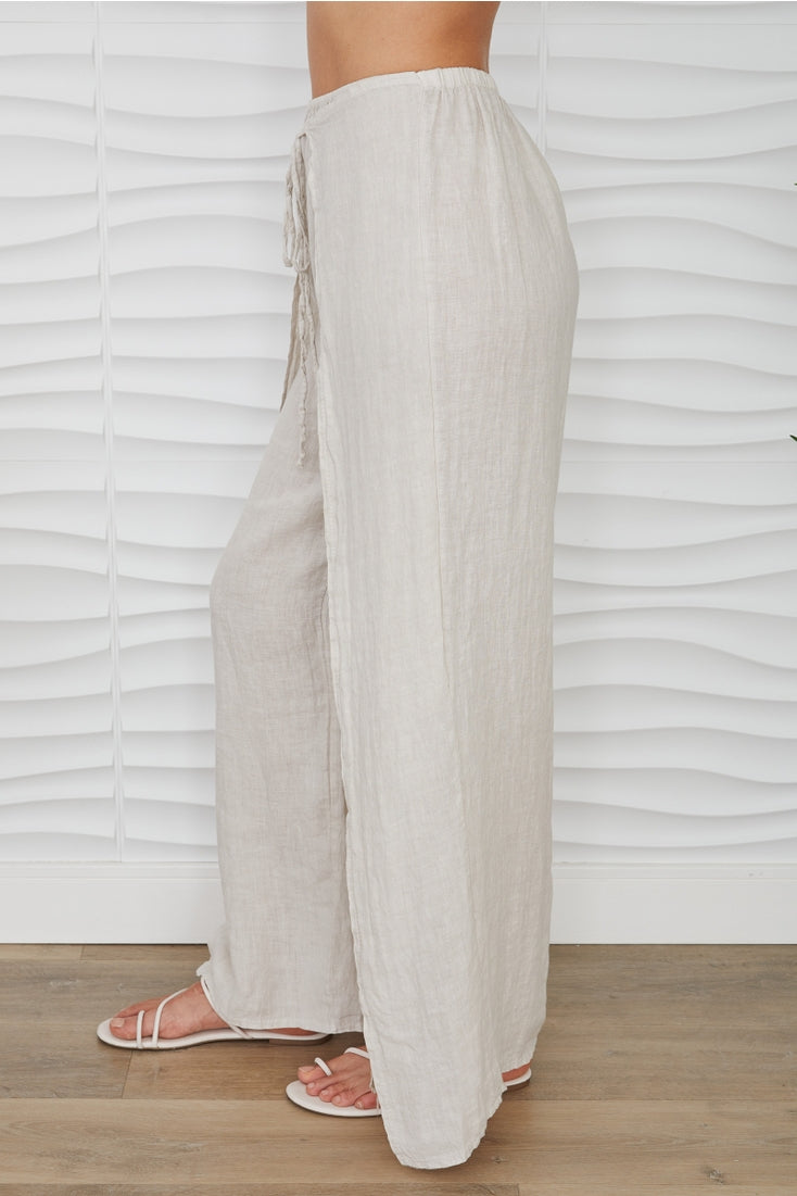 LINEN PANTS W/ SIDE PANEL