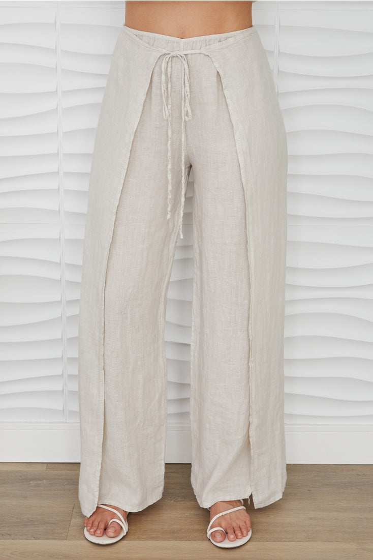 LINEN PANTS W/ SIDE PANEL