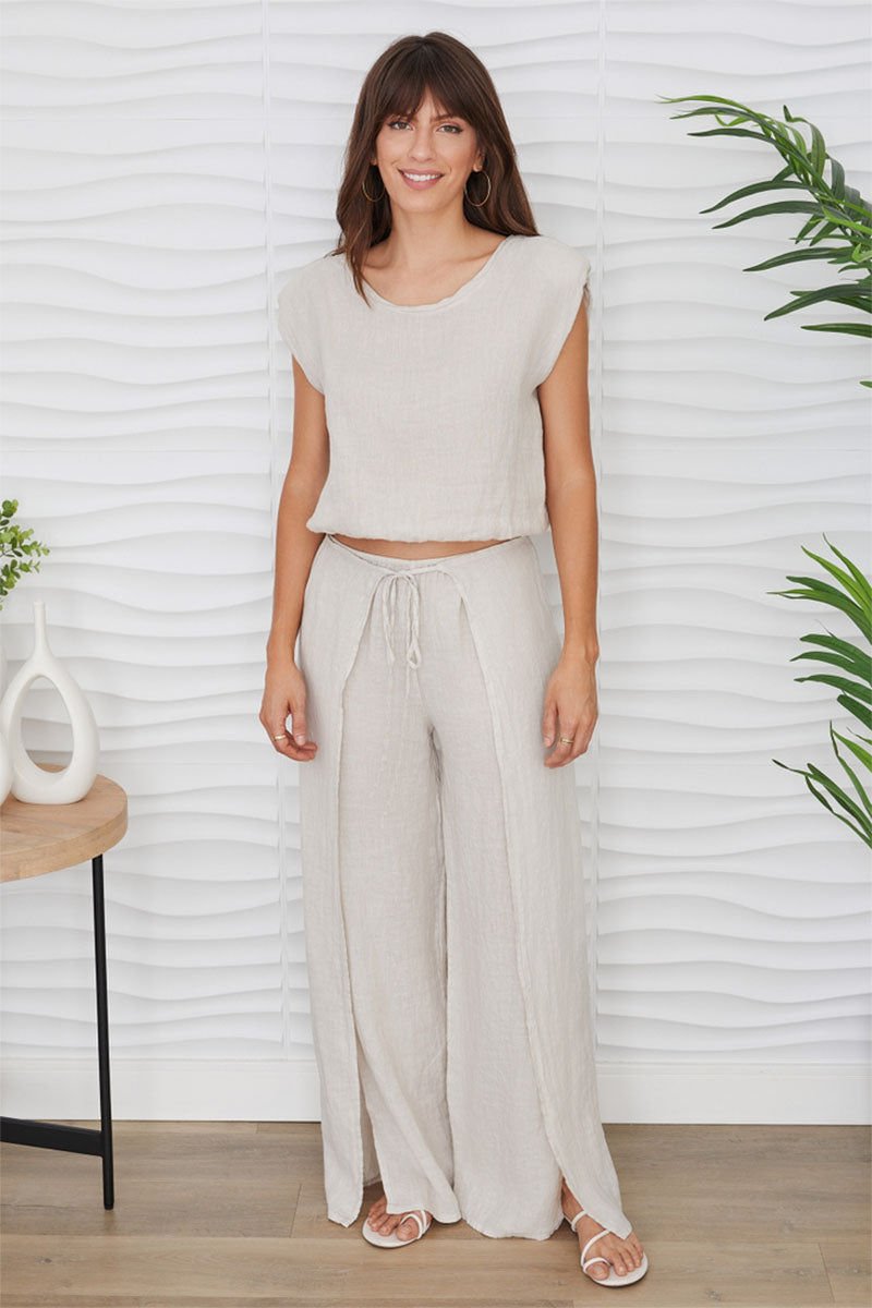 LINEN PANTS W/ SIDE PANEL