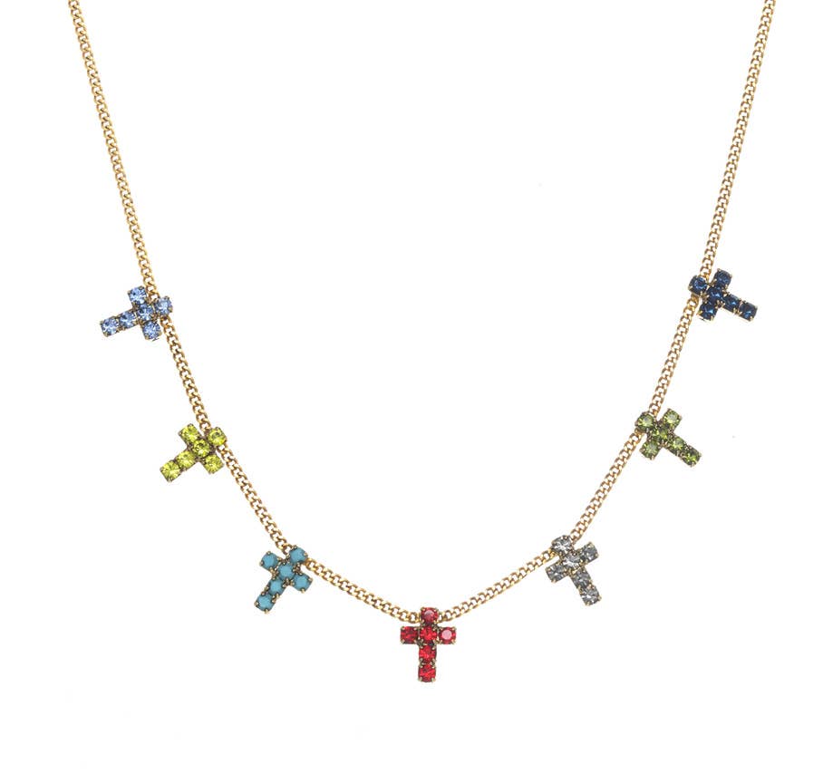 Multi Cross Necklace: Clear