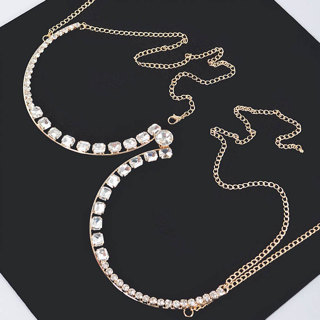 Rhinestone Bra Chain: Gold