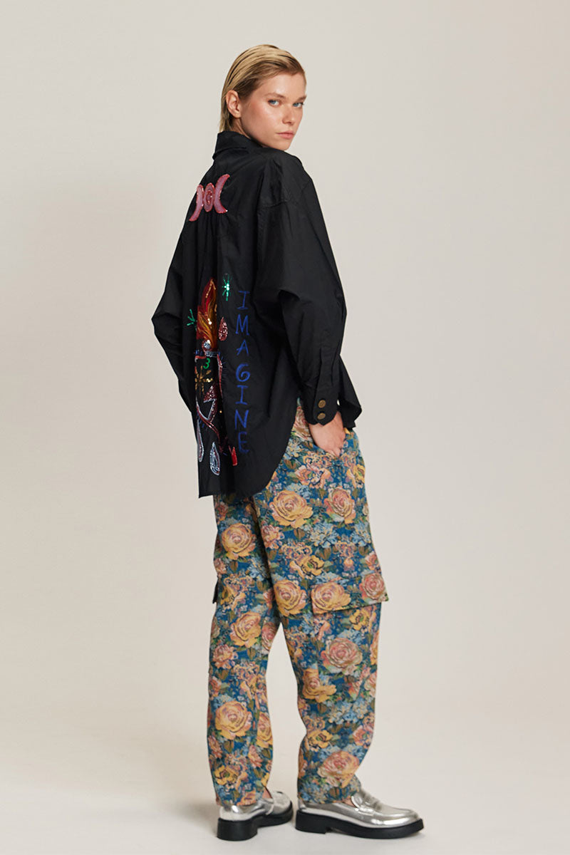 ADELYN DENIM EMBROIDERED SHIRT