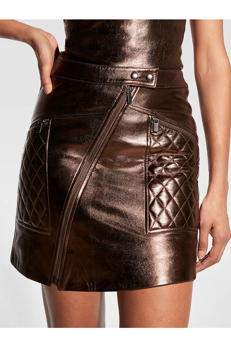 ELODIE UPCYCLED LEATHER SKIRT
