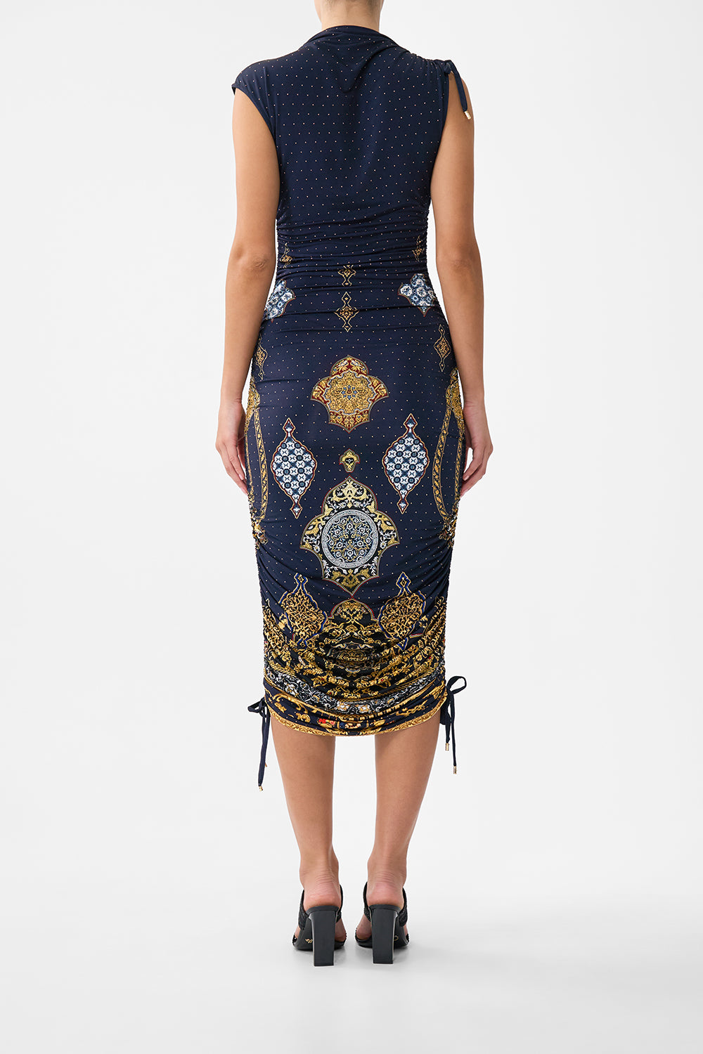 ASYMMETRIC RUCHED JERSEY DRESS