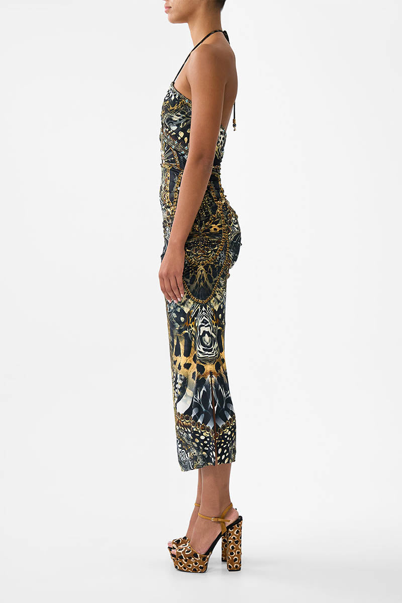 CUT OUT JERSEY HALTER DRESS