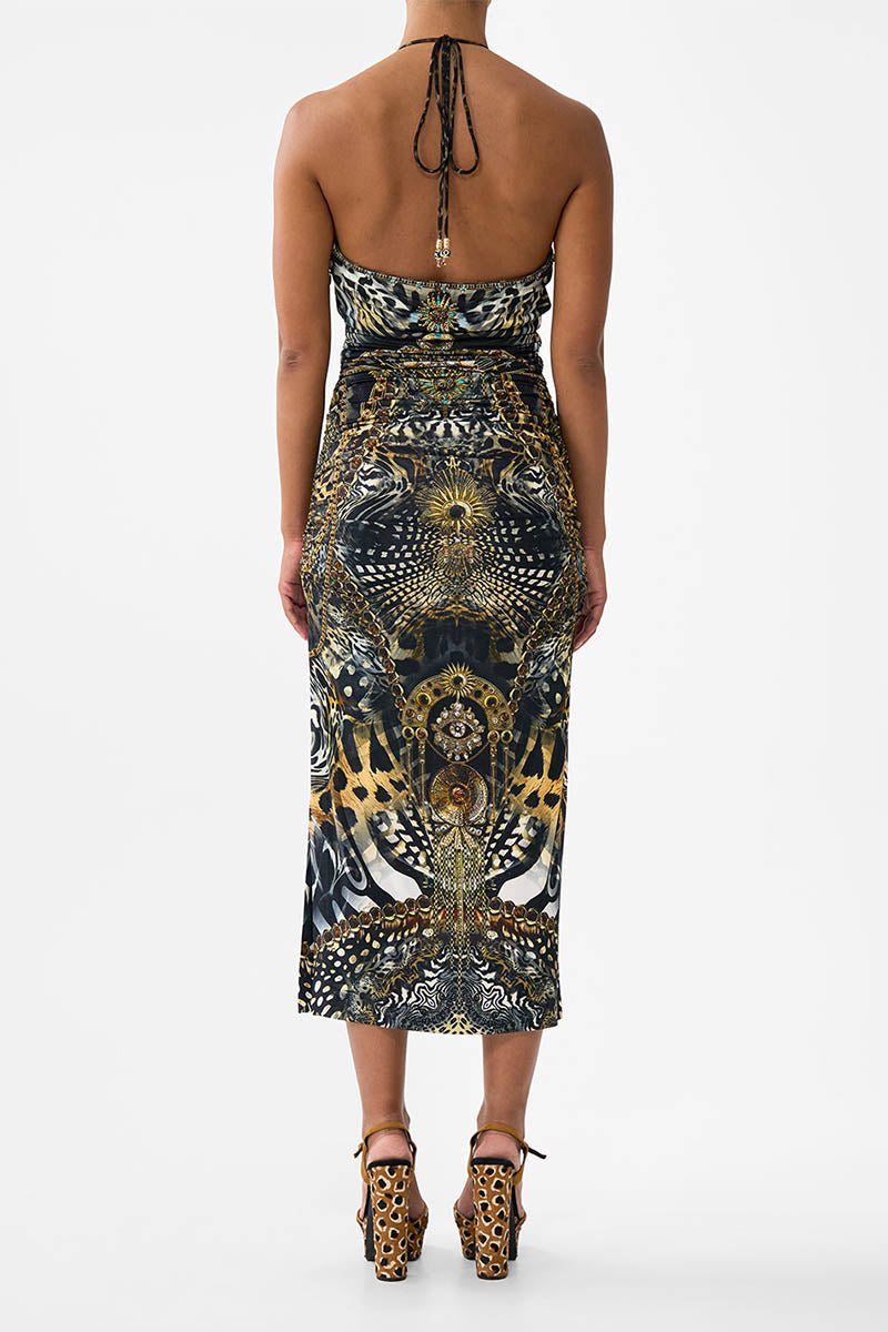 CUT OUT JERSEY HALTER DRESS