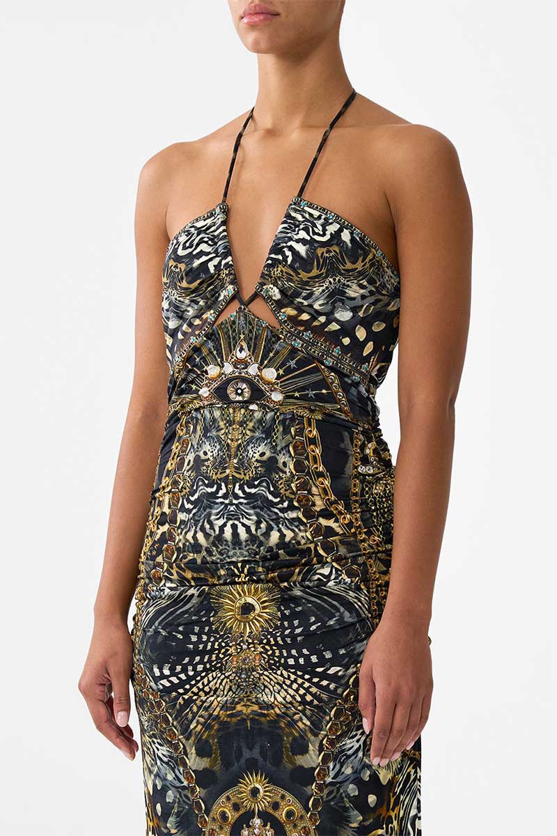 Camilla Women's Cut Out Sleeveless Jersey Halter Neck Dress - Green - Casual dresses Camilla Women's Cut Out Sleeveless Jersey Halter Neck Dress - Green - Casual dresses