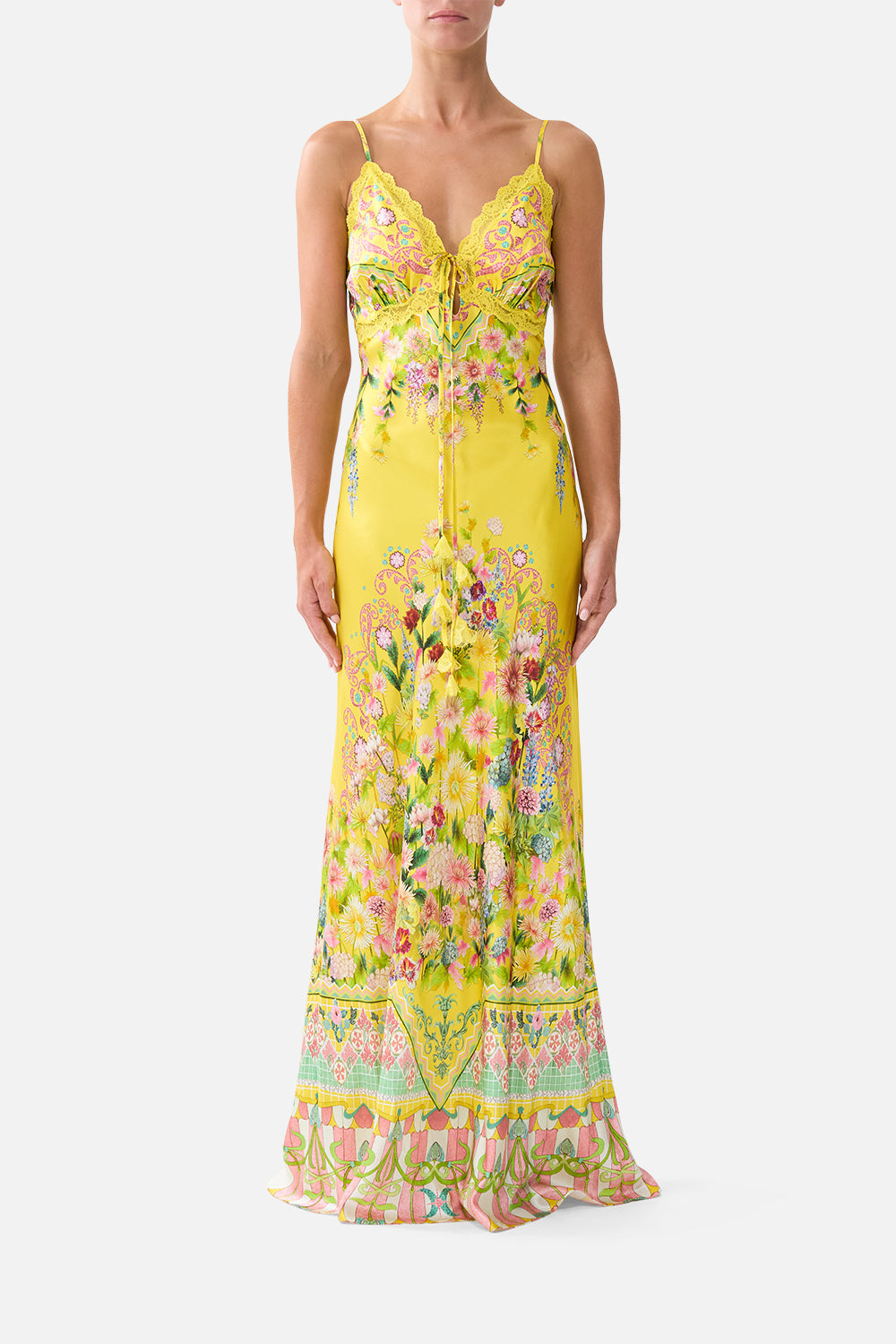BIAS SLIP DRESS W/ LACE EDGE