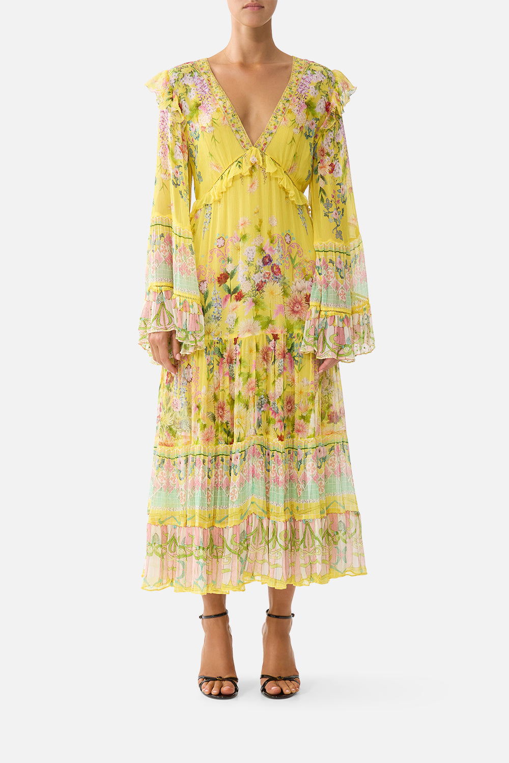 TIERED MIDI W/ WAIST RUFFLE