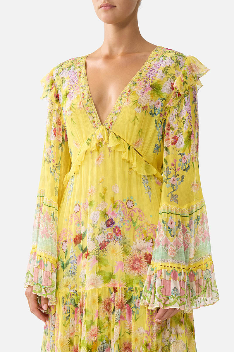 TIERED MIDI W/ WAIST RUFFLE