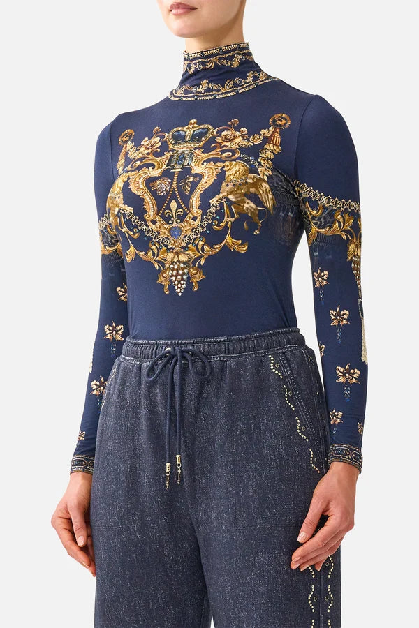 JERSEY TURTLENECK TOP - CLOAKED IN BAROQUE