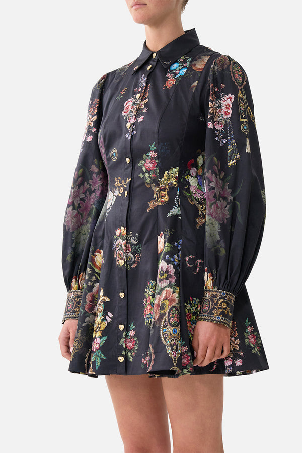 button front shirt dresses CAMILLA | Short Dress Night Garden, M Black | Night GARDEN CL_inv_8.5226 Cotton Relaxed Shirt Dress Wear with your favorite Size:EU33=US3=UK1