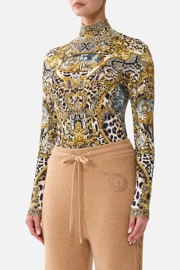 JERSEY TURTLENECK TOP - LEOPARD LIBERTINE