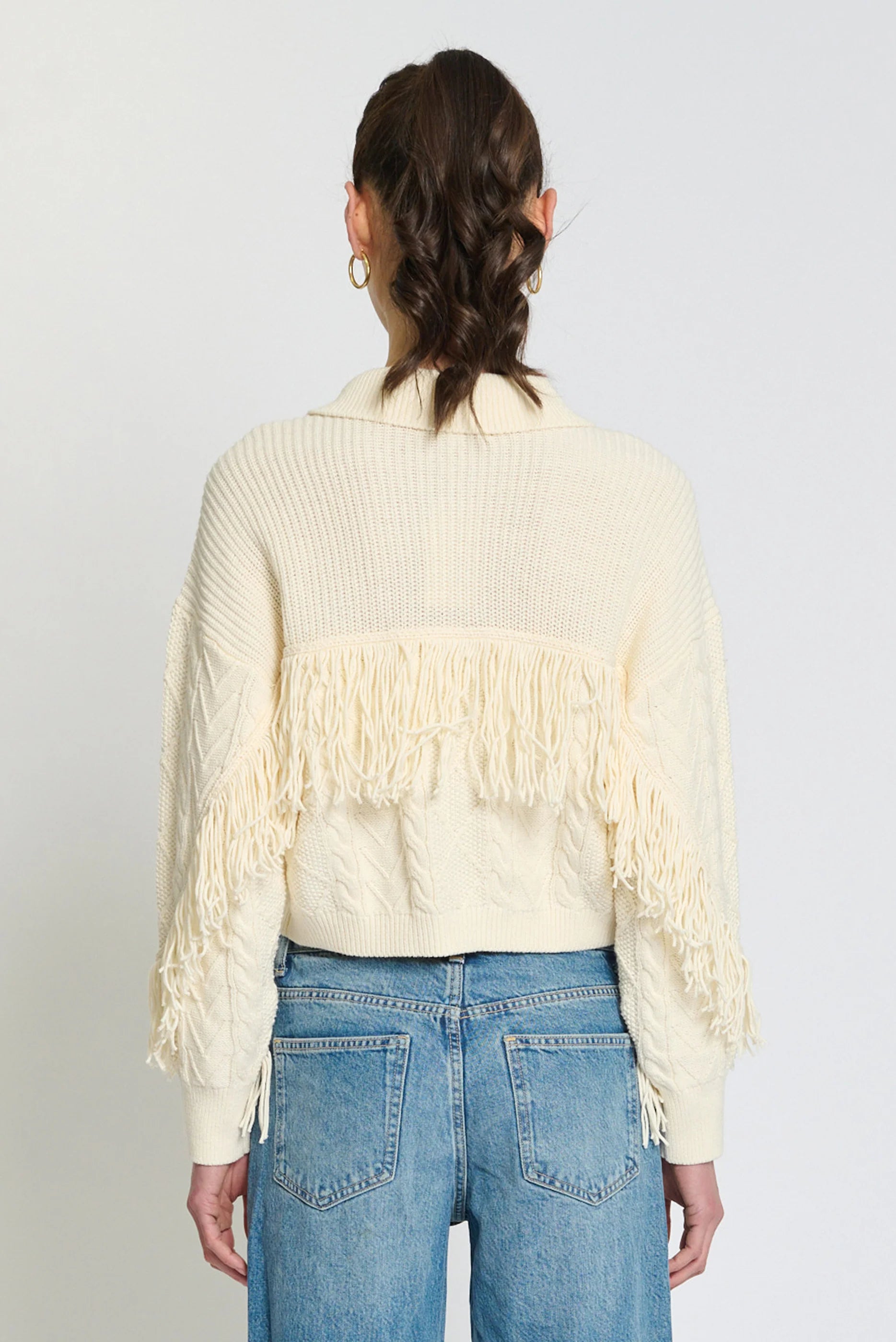 PHOEBE CABLE FRINGE SWEATER CARDI