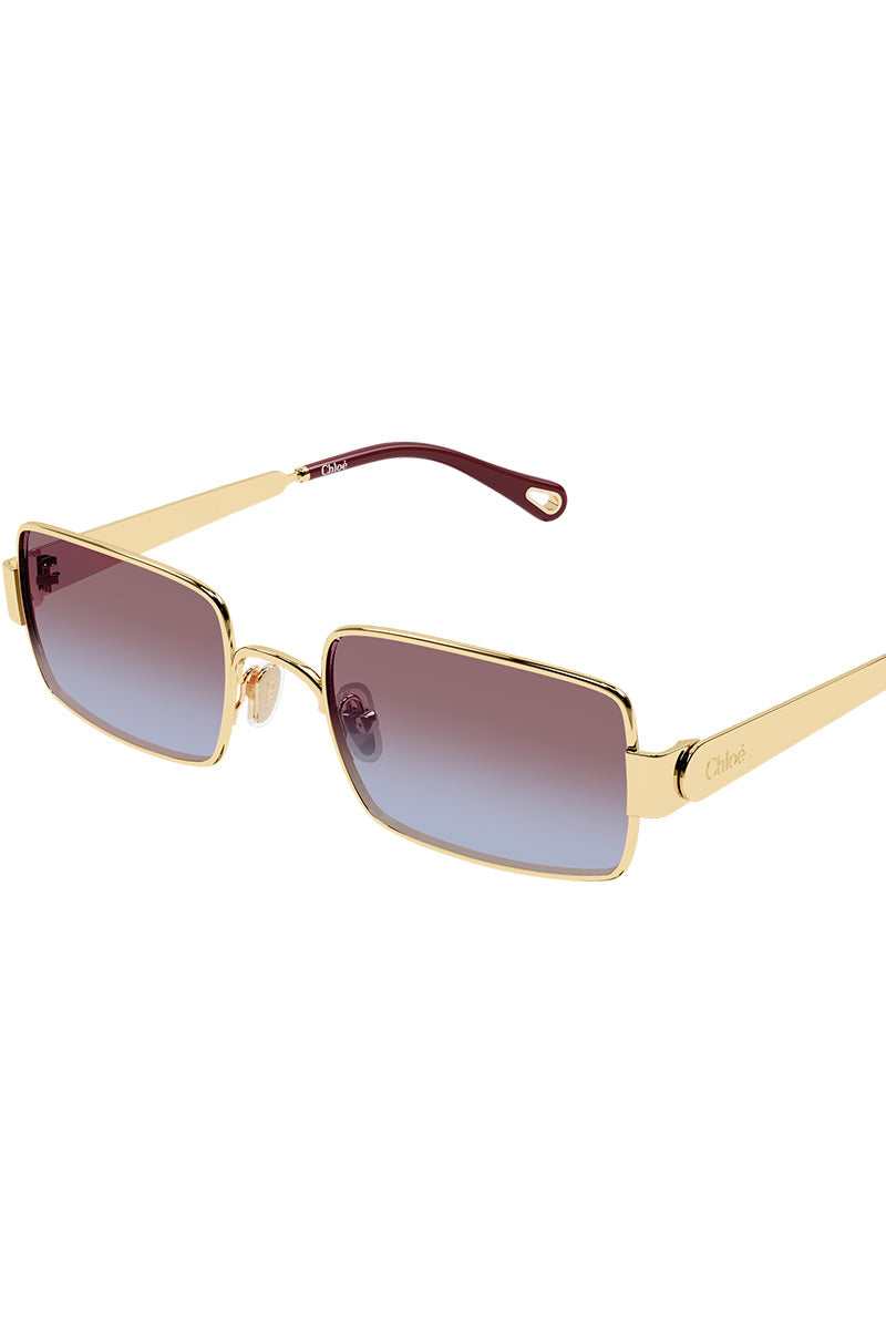 CHLOE BOLD TEMPLE RECTANGULAR SUNGLASSES