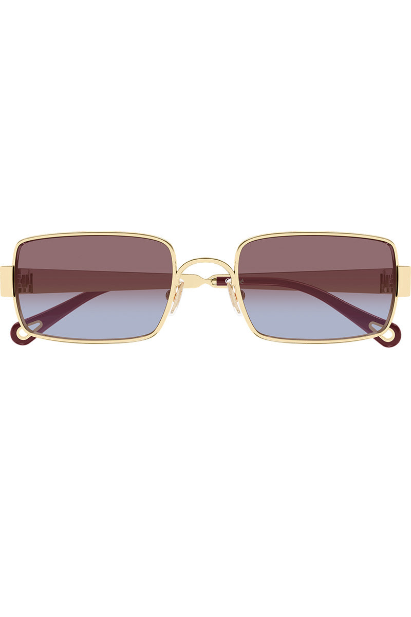 CHLOE BOLD TEMPLE RECTANGULAR SUNGLASSES