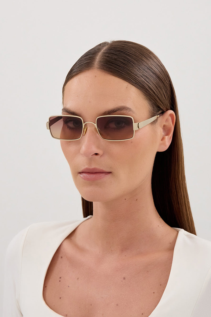 CHLOE BOLD TEMPLE RECTANGULAR SUNGLASSES