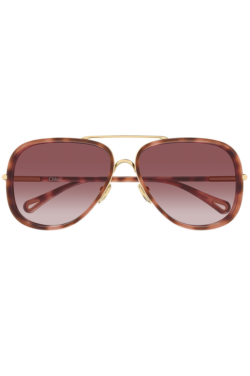 CHLOE ACETATE RIM PILOT SUNGLASSES