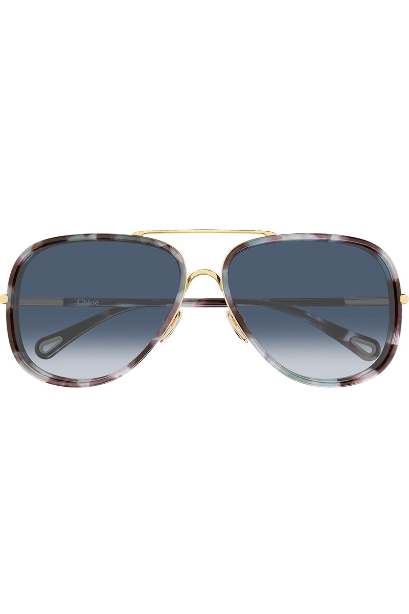 CHLOE ACETATE RIM PILOT SUNGLASSES