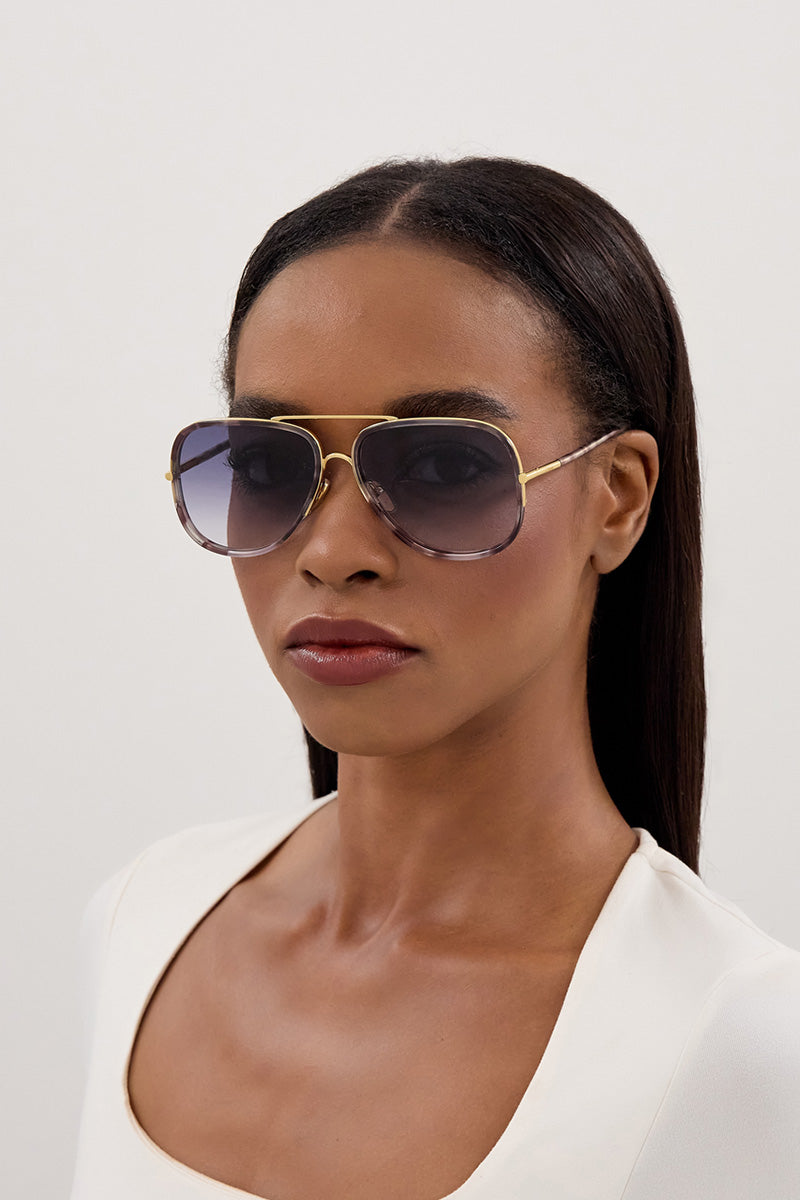 CHLOE ACETATE RIM PILOT SUNGLASSES