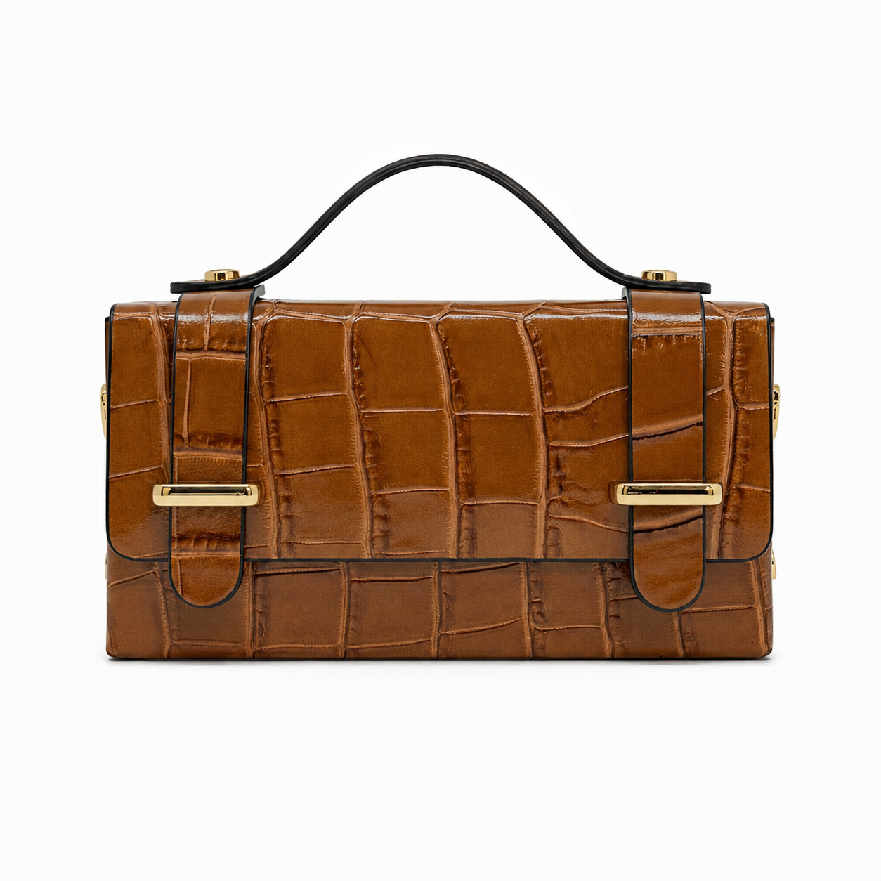 CROC EMBOSSED LEATHER HANDBAG