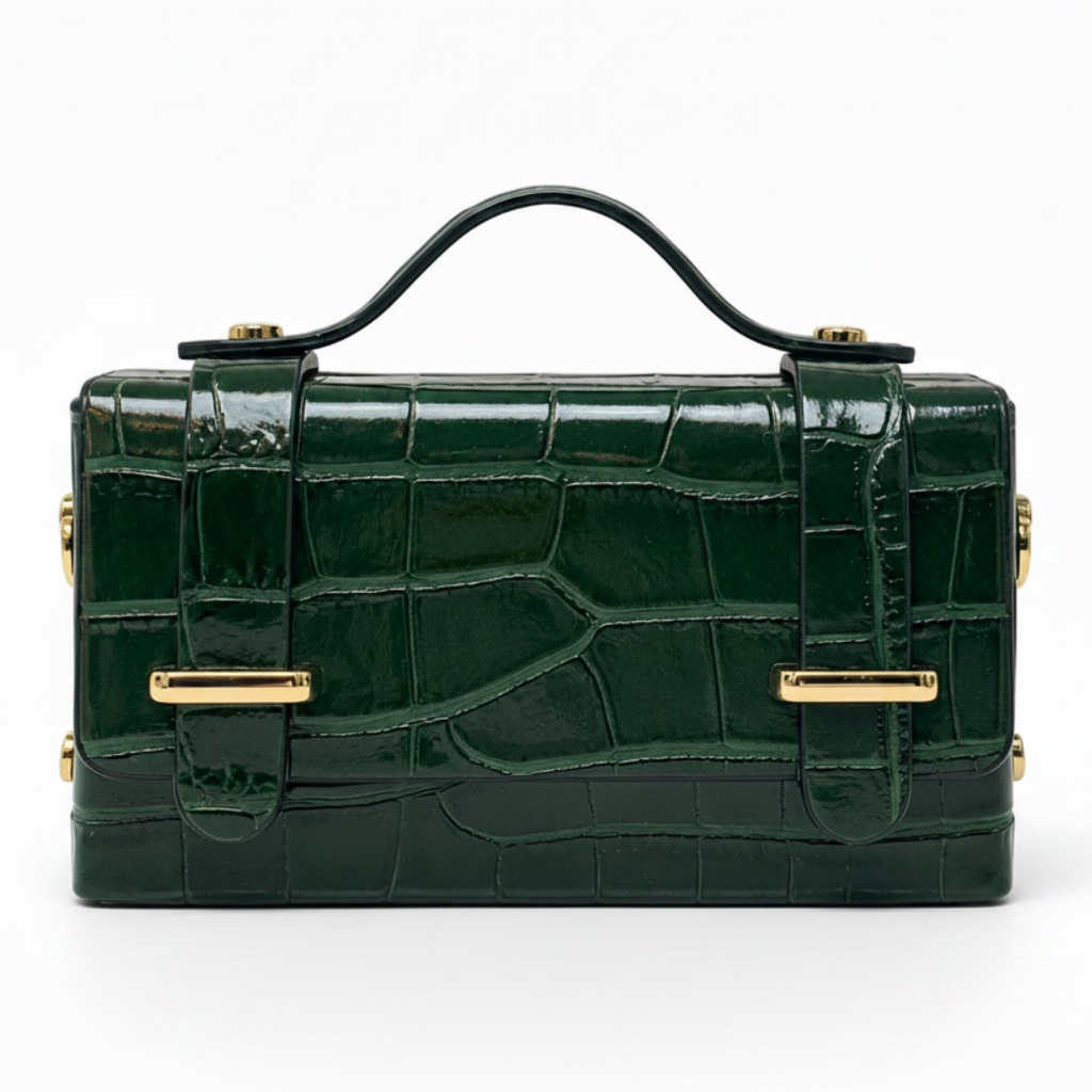 CROC EMBOSSED LEATHER HANDBAG