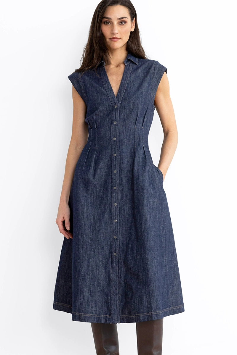 GO FIT AND FLARE BLUES DRESS