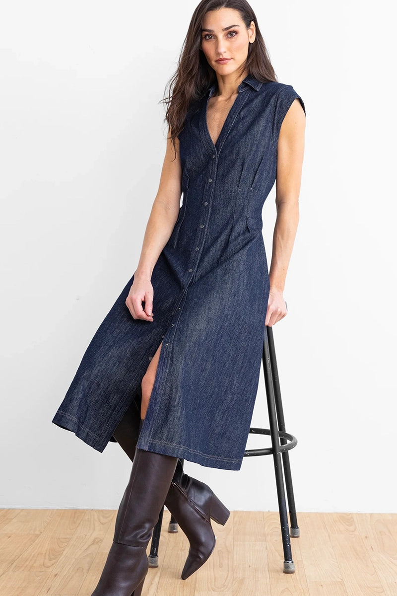 GO FIT AND FLARE BLUES DRESS