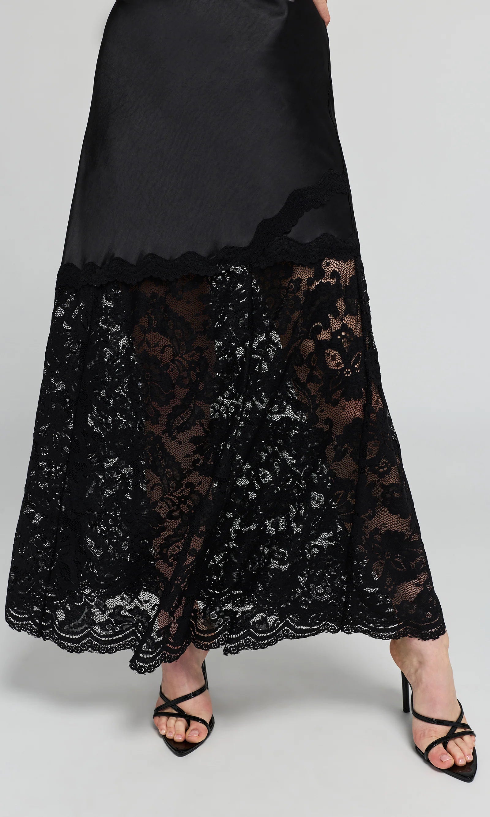 PEGGY LACE COMBO SATIN DRESS