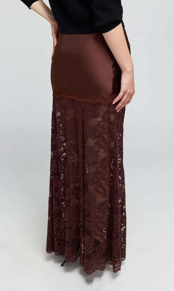 PERRINE LACE COMBO SATIN SKIRT