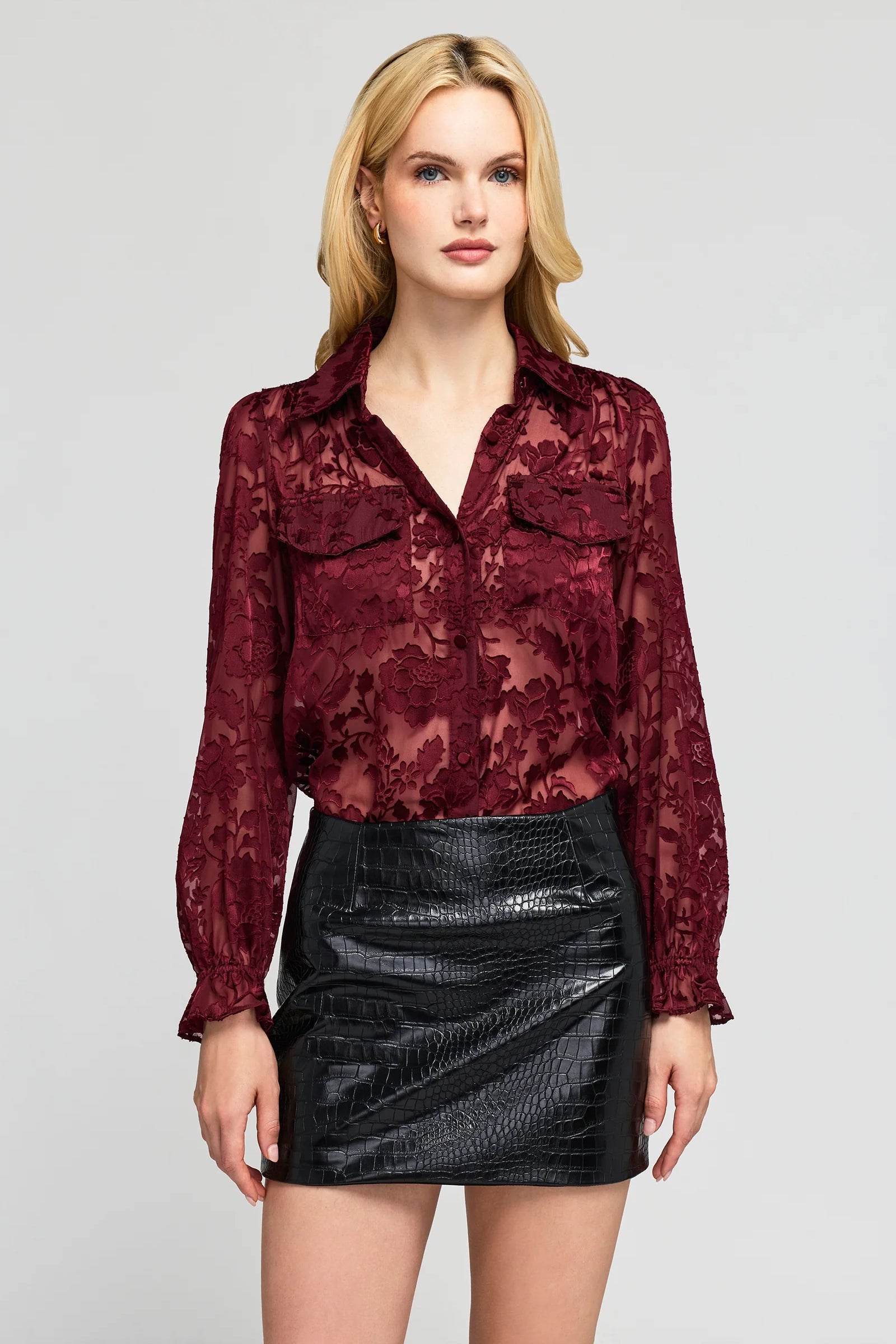 PRIYA FLORAL BURN-OUT BLOUSE