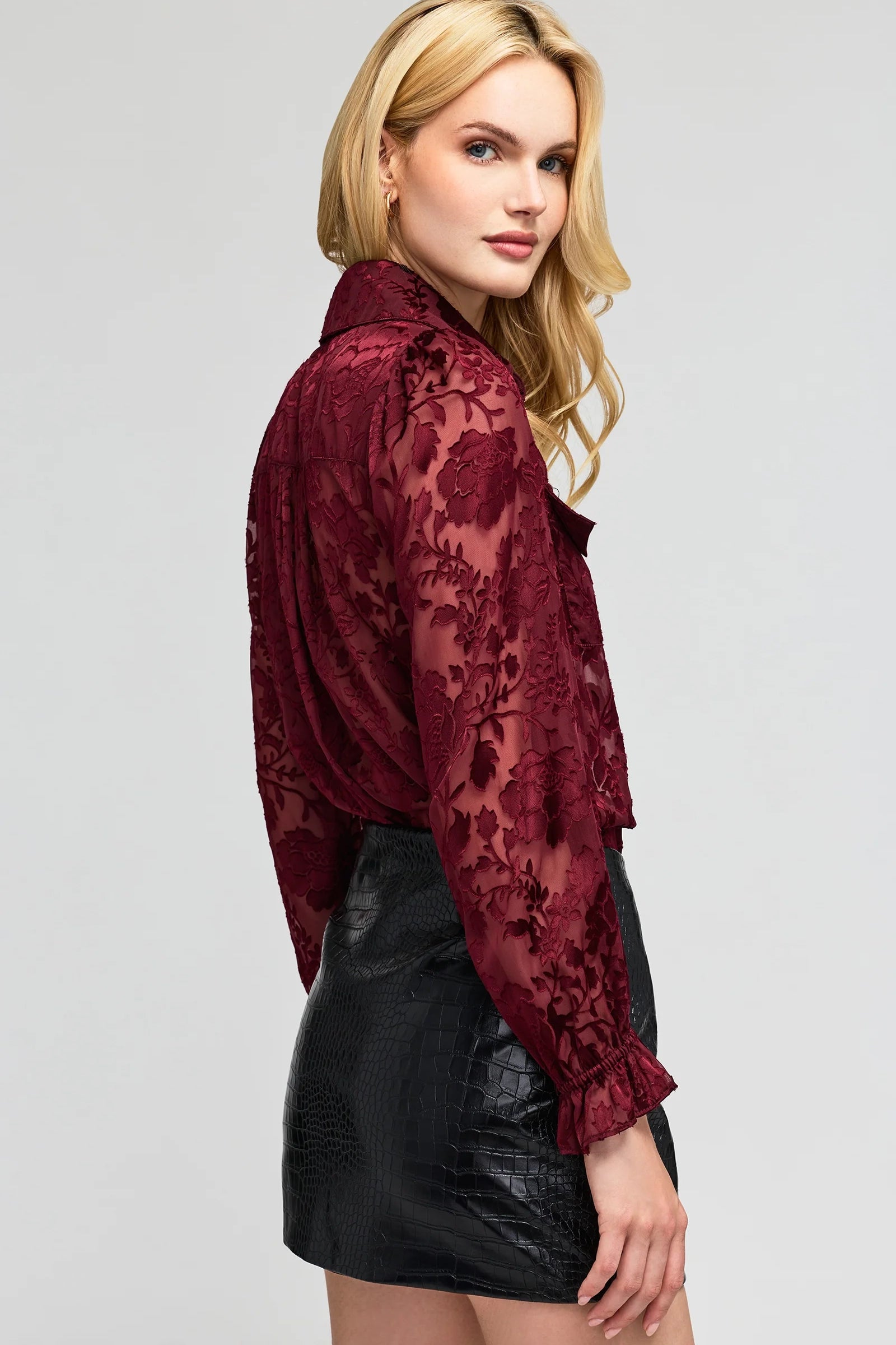 PRIYA FLORAL BURN-OUT BLOUSE