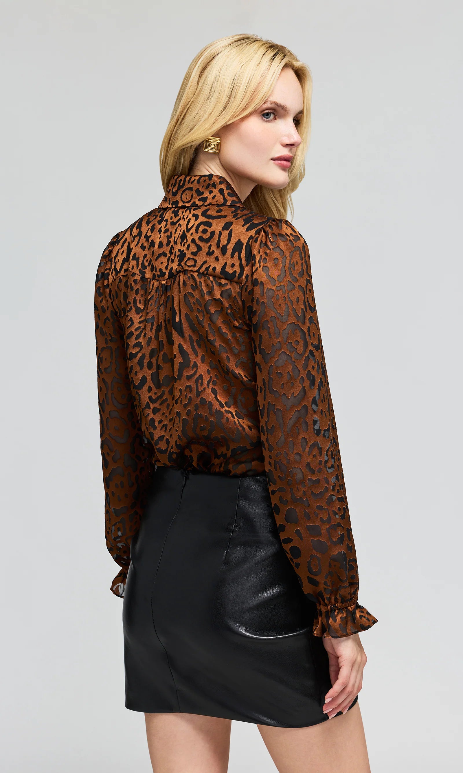 PRIYA LEOPARD BURN-OUT BLOUSE