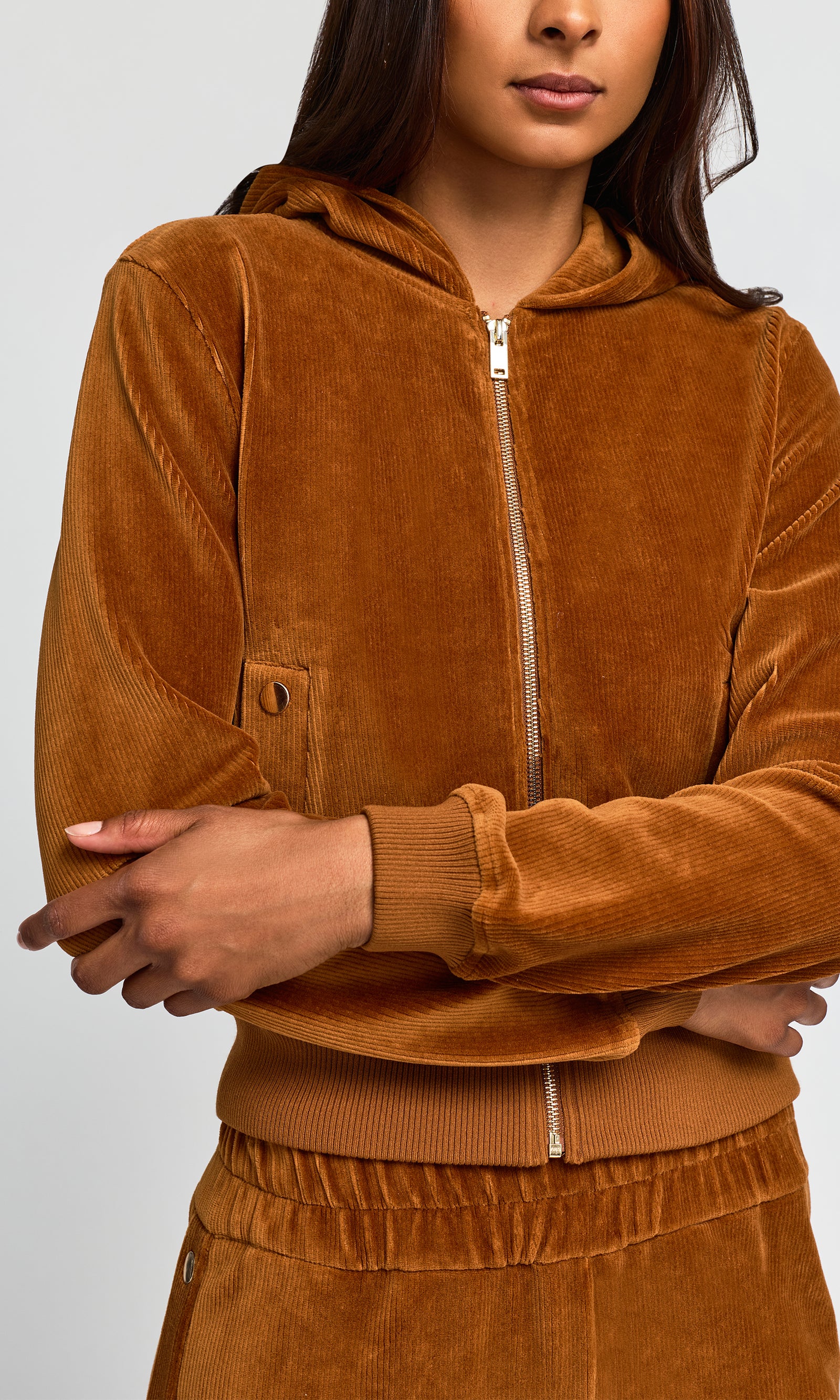 ZIRA STRETCH CORDUROY HOODIE
