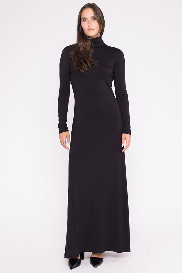 BACKLESS TURTLENECK DRESS Black / S